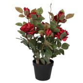 Trandafir artificial in ghiveci rosu verde 20x20x55 cm