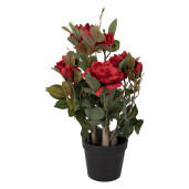 Trandafir artificial in ghiveci rosu verde 20x20x55 cm