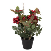 Trandafir artificial in ghiveci rosu verde 20x20x55 cm