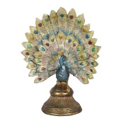 Figurina Paun polirasina multicolora 22x12x30 cm