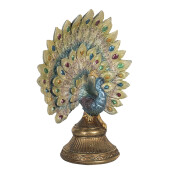 Figurina Paun polirasina multicolora 22x12x30 cm