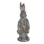 Figurina Iepuras Boy din polirasina argintie cu patina aurie 4x4x11 cm