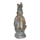 Figurina Iepuras Boy din polirasina argintie cu patina aurie 4x4x11 cm
