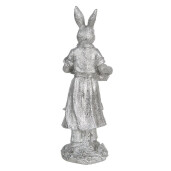 Figurina Iepuras Girl din polirasina argintie 13x12x34 cm