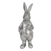 Figurina Iepuras Boy din polirasina argintie 12x11x22 cm