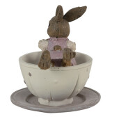 Figurine Iepuras Paste in ceasca din polirasina 10x8x9 cm