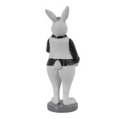 Figurina Iepuras Paste Boy din polirasina alba neagra 5x5x15 cm