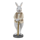 Figurina Iepuras Paste Boy polirasina bej alb 5x5x15 cm