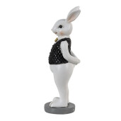 Figurina Iepuras Paste Boy polirasina neagra alba 5x5x15 cm