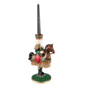 Figurina Craciun cu sfesnic polirasina multicolora 22x15x33 cm