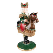 Figurina Craciun cu sfesnic polirasina multicolora 22x15x33 cm