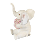 Figurina polirasina alb roz Elefant 8x6x10 cm