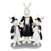 Figurina Iepurasi Paste polirasina alba neagra 16x8x21 cm
