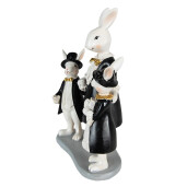 Figurina Iepurasi Paste polirasina alba neagra 16x8x21 cm