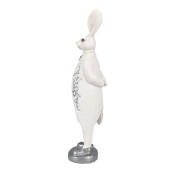 Figurina Iepuras Paste Boy polirasina alba argintie 9x8x30 cm