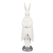 Figurina Iepuras Paste Boy polirasina alba argintie 9x8x30 cm