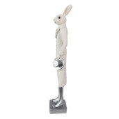 Figurina Iepuras Paste Boy polirasina alba argintie 9x7x34 cm