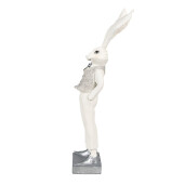 Figurina Iepuras Paste Boy polirasina alba argintie 9x13x36 cm
