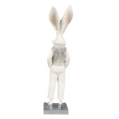 Figurina Iepuras Paste Boy polirasina alba argintie 9x13x36 cm