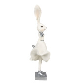 Figurina Iepuras Paste Girl polirasina alba argintie 13x11x37 cm