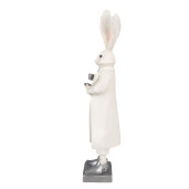 Figurina Iepuras Paste Boy polirasina alba argintie 14x12x47 cm