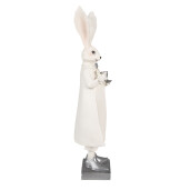 Figurina Iepuras Paste Boy polirasina alba argintie 14x12x47 cm