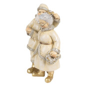 Figurina Craciunita si Mos Craciun polirasina bej auriu 11x8x16 cm