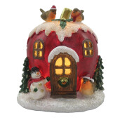 Decoratiune Craciun Casuta cu led polirasina 12x11x13 cm