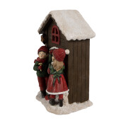 Decoratiune Craciun Casuta si Copii cu led polirasina 13x10x20 cm