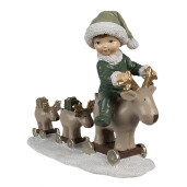 Figurina Fetita cu Reni polirasina multicolora 17x8x14 cm