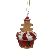 Set 6 ornamente brad Turta Dulce polirasina multicolora 5x8 cm