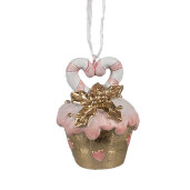 Set 2 ornamente brad Craciun Briosa polirasina multicolora 5x6 cm