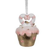 Set 2 ornamente brad Craciun Briosa polirasina multicolora 5x6 cm