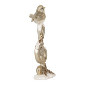 Decoratiune Pasare polirasina alba aurie 6x5x16 cm