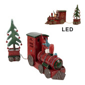 Trenulet Craciun polirasina multicolora cu led 30x7x21 cm