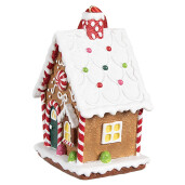 Set 2 ornamente brad Casuta Turta Dulce polirasina 7x5x9 cm
