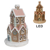 Casuta Turta Dulce polirasina multicolora cu led 14x22 cm 