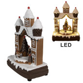 Decoratiune Craciun muzicala cu led polirasina multicolora 20x11x27 cm