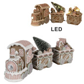 Trenulet Craciun polirasina multicolora cu led 30x7x12 cm