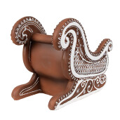 Sanie Craciun decorativa polirasina maro alba 20x12x15 cm