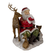 Figurina Mos Craciun cu Animale din polirasina 18 cm x 13 cm x 19 cm