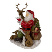 Figurina Mos Craciun cu Animale din polirasina 18 cm x 13 cm x 19 cm
