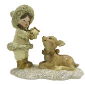 Figurine Fetita si Caprioara polirasina 12x6x12 cm