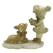 Figurine Fetita si Caprioara polirasina 12x6x12 cm