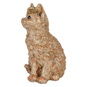 Figurina Pisicuta polirasina bej aurie 16x14x25 cm