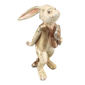 Figurina Iepuras Paste polirasina bej aurie 6x7x13 cm