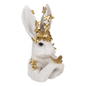 Figurina Iepuras Paste polirasina aurie alba 21x20x34 cm