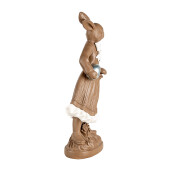 Figurina Iepuras Paste polirasina maro alba 18x9x39 cm