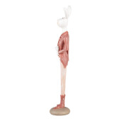 Figurina Iepuras Paste polirasina alba roz 4x4x22 cm