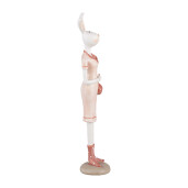 Figurina Iepuras Paste polirasina roz alba 4x4x22 cm